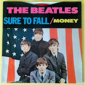 BEATLES Sure To Fall/Money (Deccagone PRO 1104) USA 1976 release of 1962 recording PS yellow vinyl 45